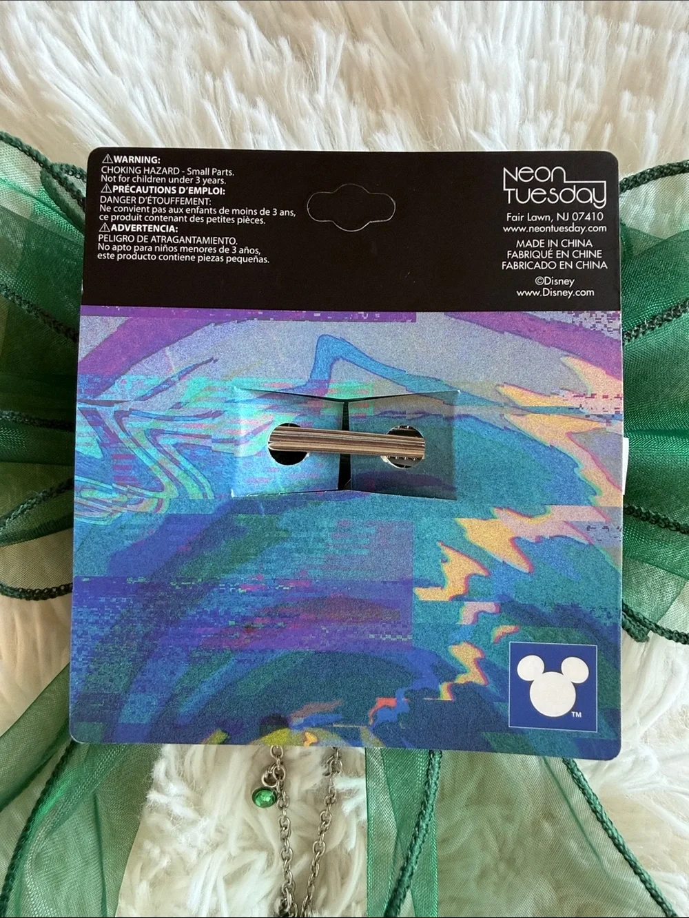 NWT Disney Maleficent Hair Bow Clip with Chain and Charms